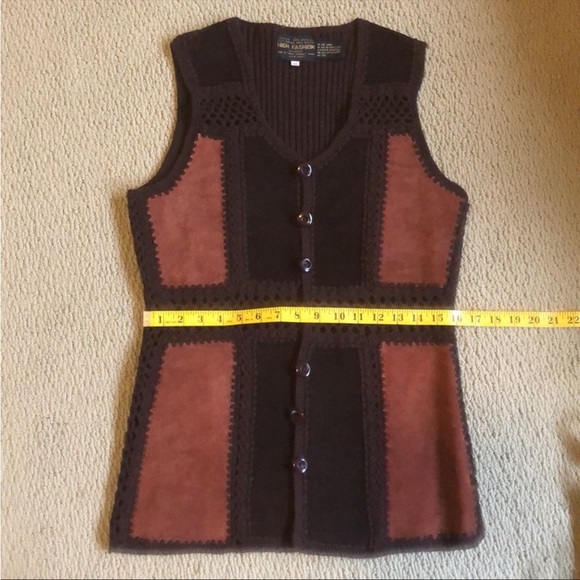 Vintage Leather and Knit Button Vest - Picture 6 of 7